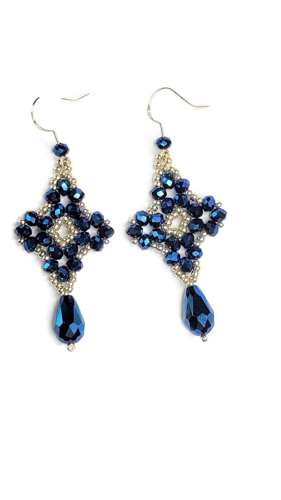 Royal Blue Crystal Dangle Earrings