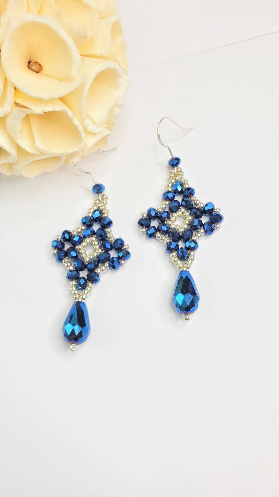 Royal Blue Crystal Dangle Earrings